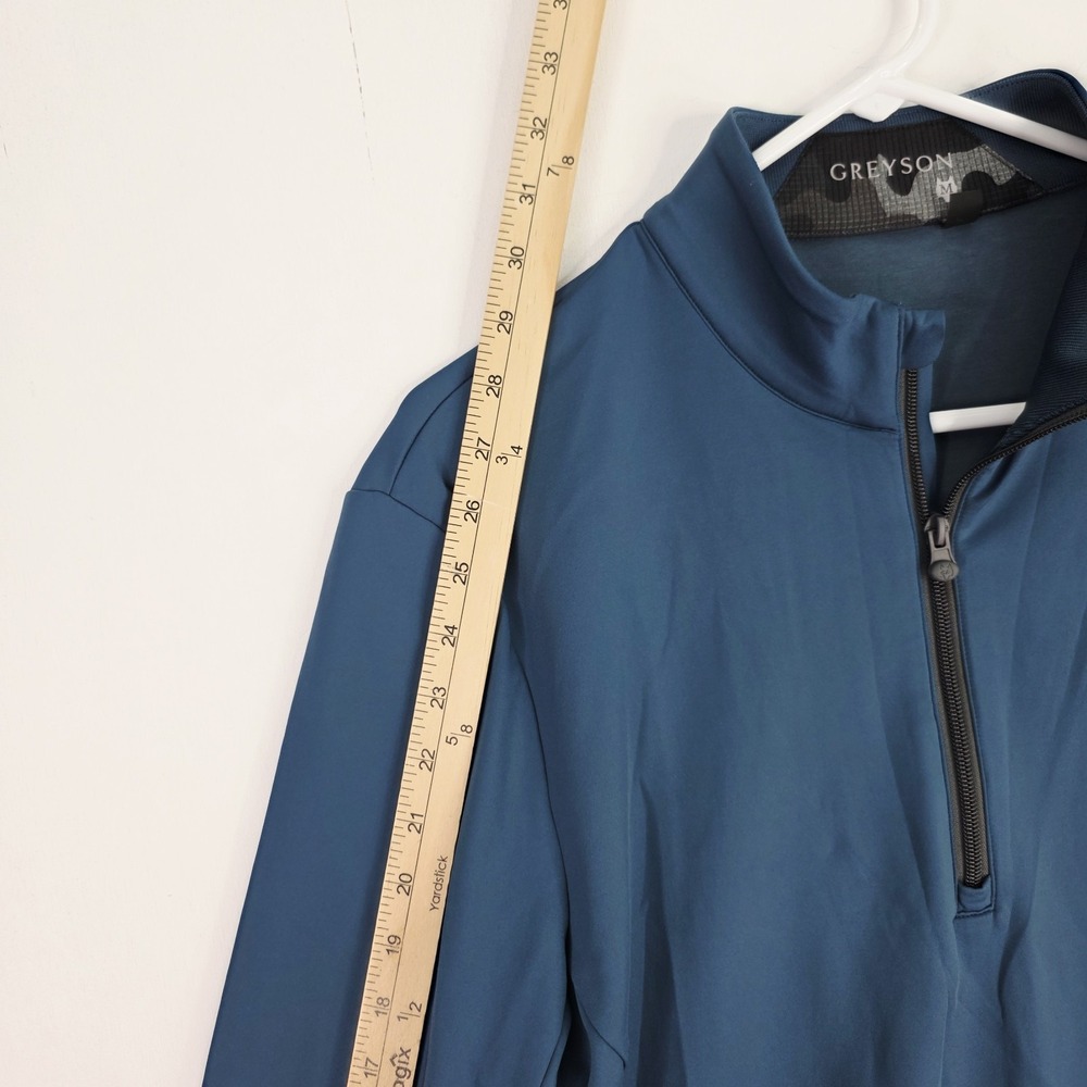 Greyson Men's Medium Blue Sequoia 1/4 Zip Pullover Golf Course Logo Stretch - Picture 7 of 12
